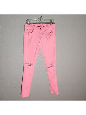 American Eagle Skinny Jeans Size 6 Pink Distressed Stretch Denim SPOTS